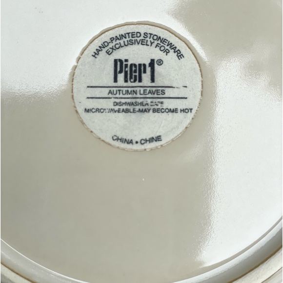 Pier 1 autumn leaves stoneware salad plate hand painted new - Picture 5 of 6